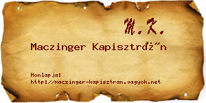 Maczinger Kapisztrán névjegykártya